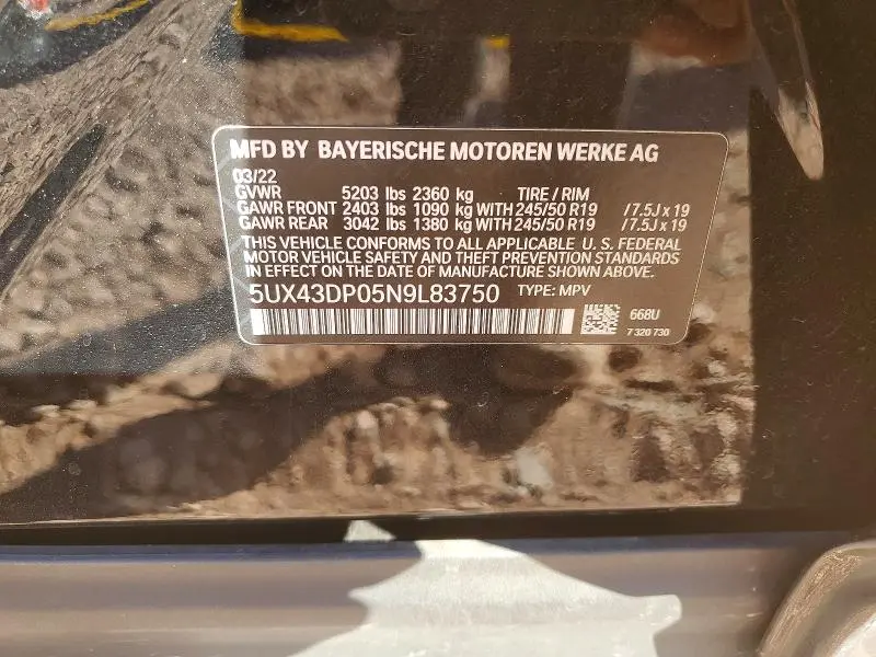 2022 BMW X3 SDRIVE30I  