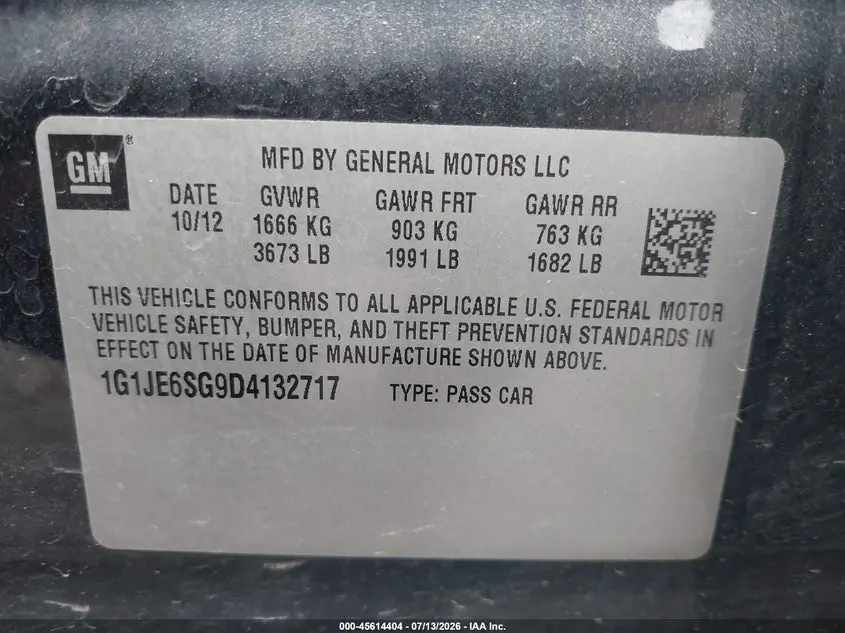 2013 CHEVROLET SONIC LTZ AUTO