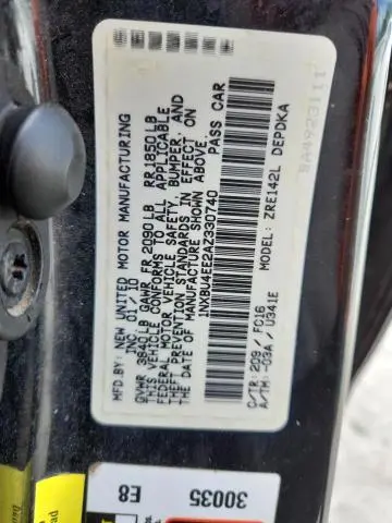 2010 TOYOTA COROLLA LE   