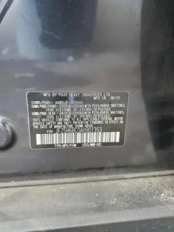 2010 SUBARU FORESTER XS  