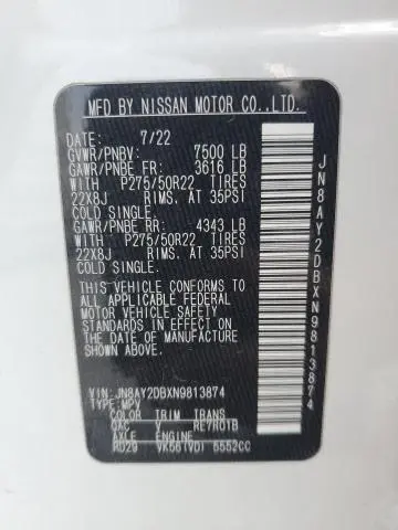 2022 NISSAN ARMADA PLATINUM  