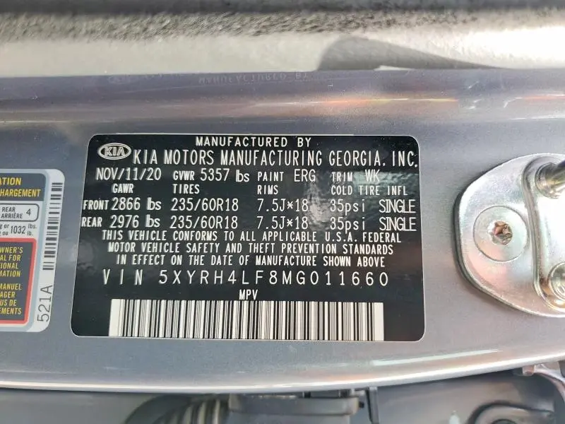 2021 KIA SORENTO EX  
