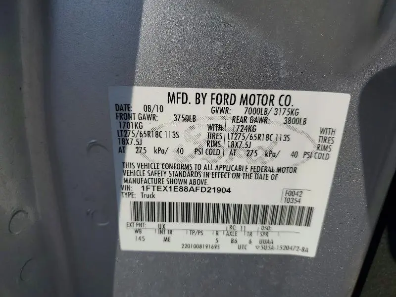 2010 FORD F150 SUPER CAB  