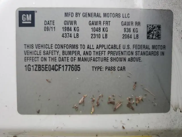 2012 CHEVROLET MALIBU LS  