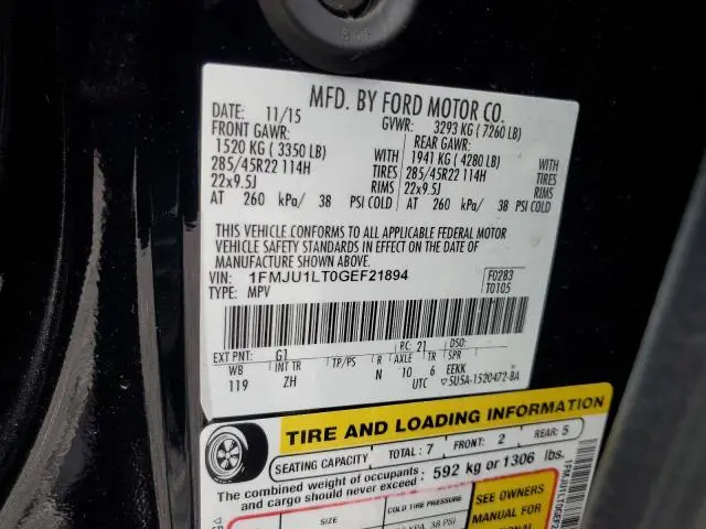 2016 FORD EXPEDITION PLATINUM  