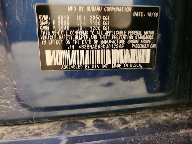 2019 SUBARU LEGACY 2.5I  