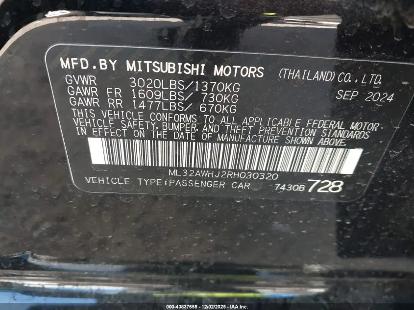 2024 MITSUBISHI MIRAGE BLACK EDITION