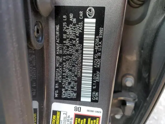 2022 LEXUS ES 250 BASE  