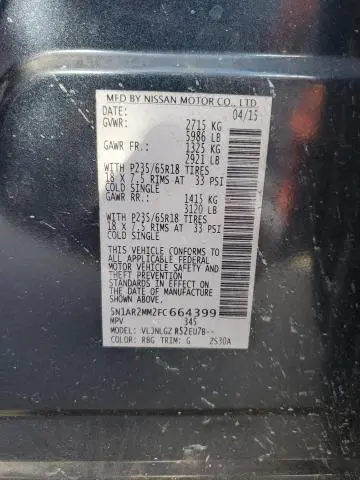 2015 NISSAN PATHFINDER S  