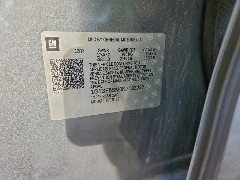 2019 CHEVROLET CRUZE LT  