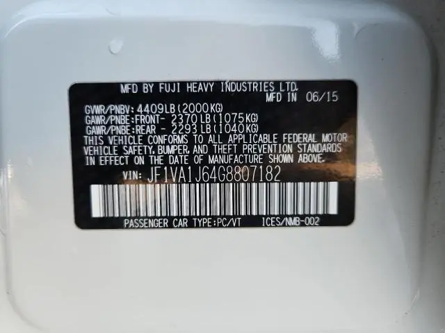 2016 SUBARU WRX LIMITED  