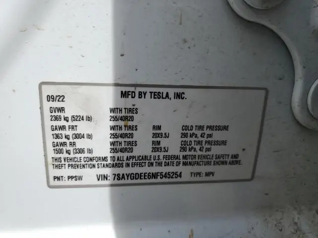 2022 TESLA MODEL Y   