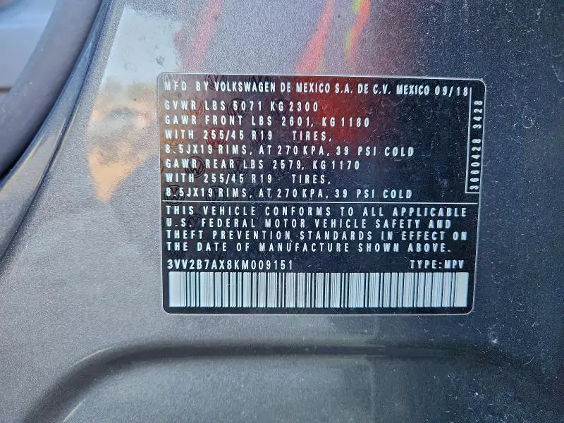 2019 VOLKSWAGEN TIGUAN SE  