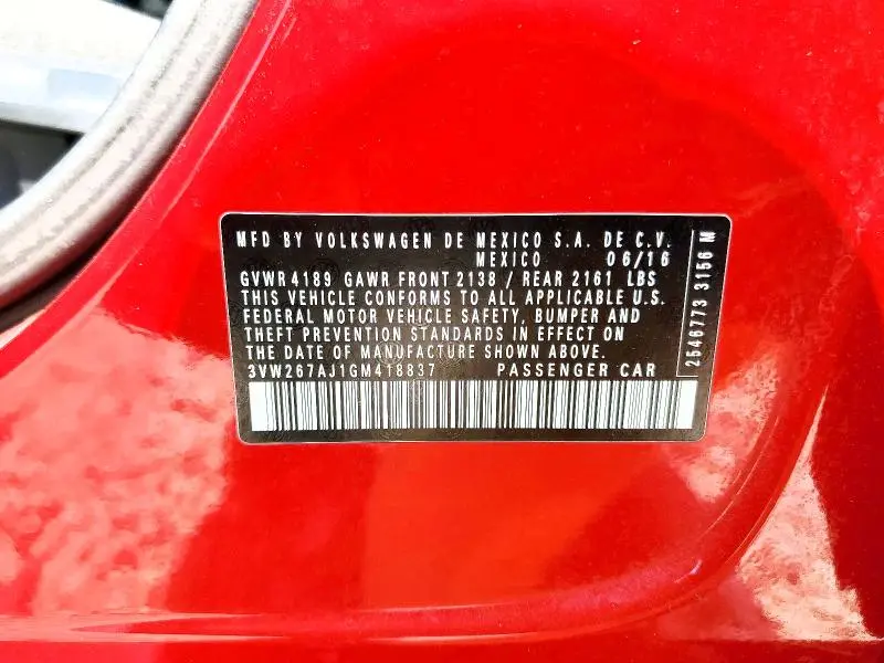 2016 VOLKSWAGEN JETTA S  