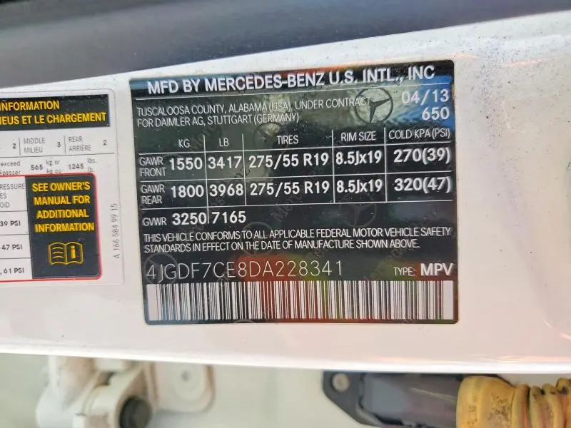 2013 MERCEDES-BENZ GL 450 4MATIC  