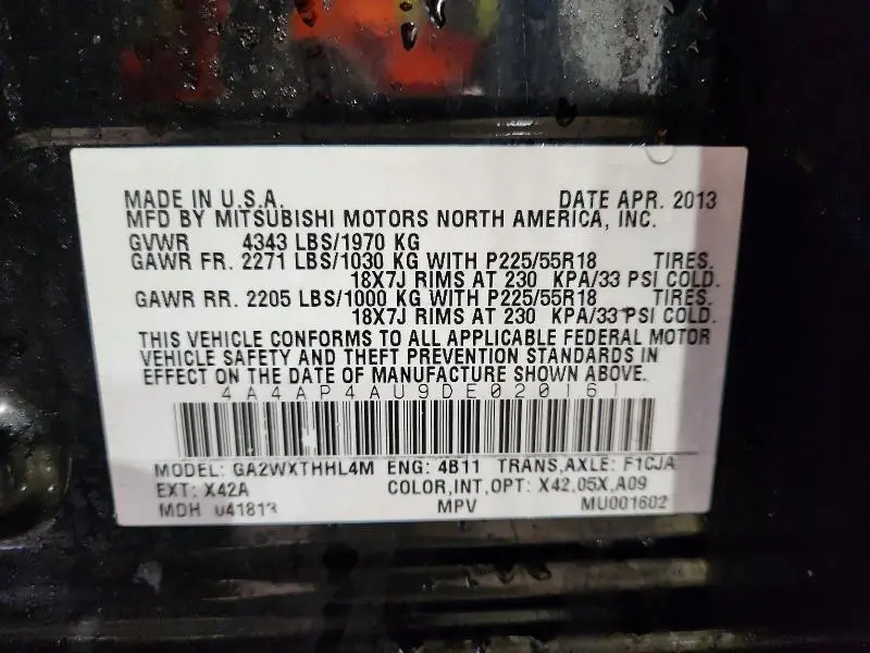 2013 MITSUBISHI OUTLANDER   