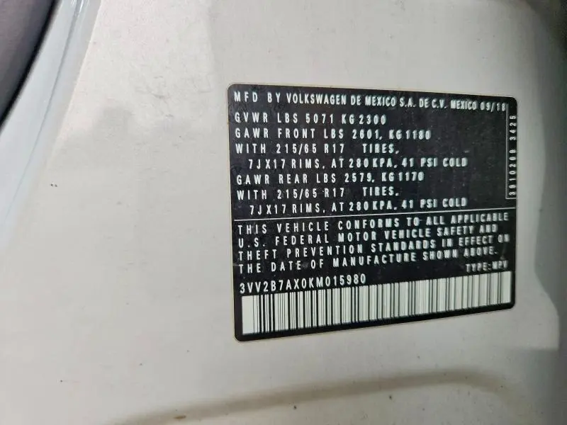 2019 VOLKSWAGEN TIGUAN SE  