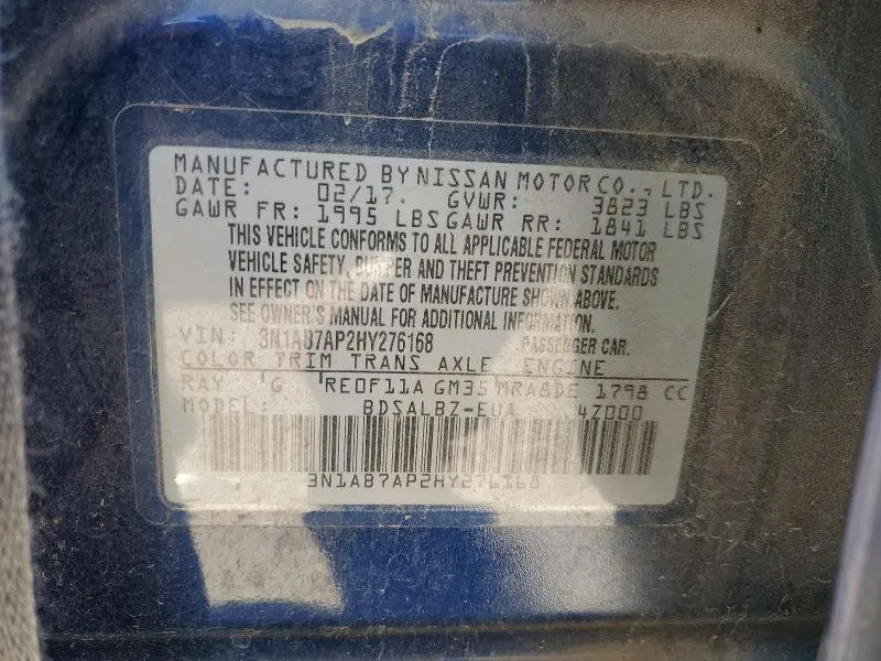 2017 NISSAN SENTRA S  