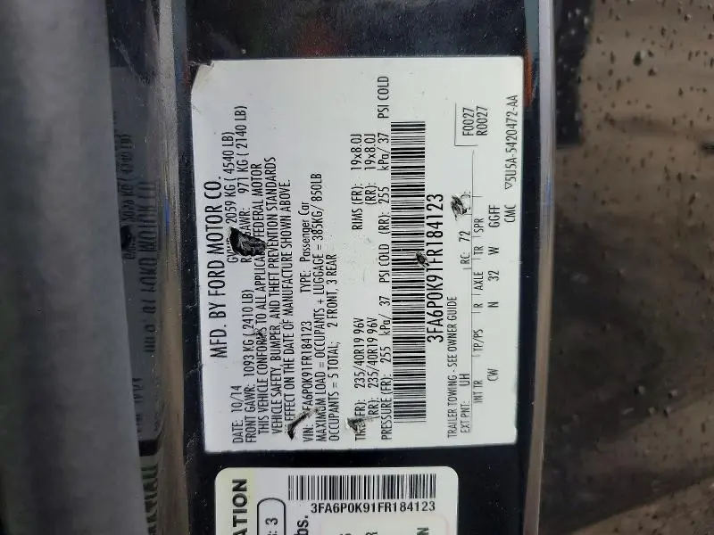 2015 FORD FUSION TITANIUM  