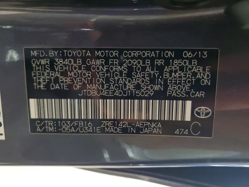 2013 TOYOTA COROLLA LE  