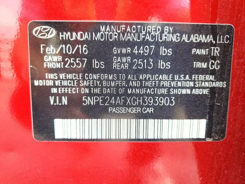 2016 HYUNDAI SONATA SE  