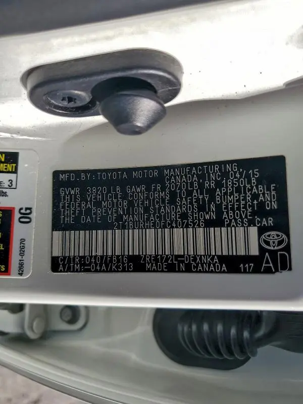 2015 TOYOTA COROLLA L  