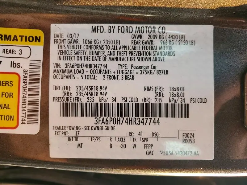 2017 FORD FUSION SE  