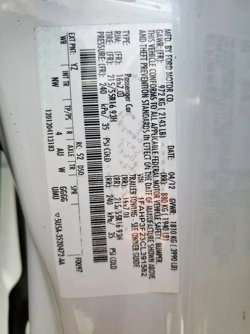 2012 FORD FOCUS SE  