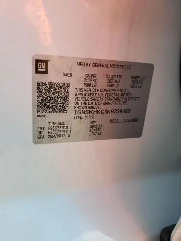 2019 CHEVROLET SUBURBAN K1500 LT  