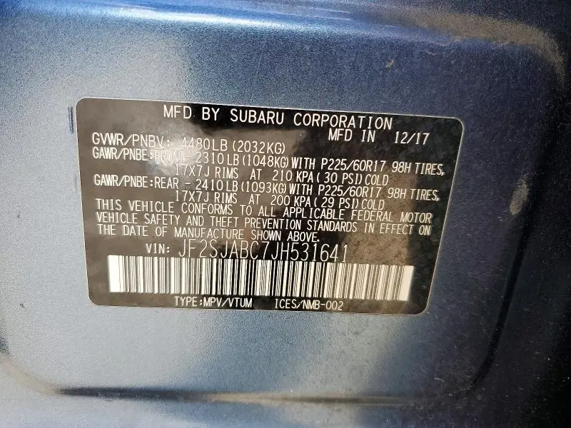 2018 SUBARU FORESTER 2.5I  