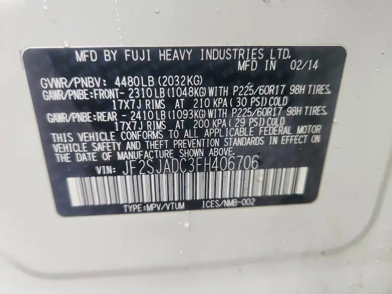 2015 SUBARU FORESTER 2.5I PREMIUM  