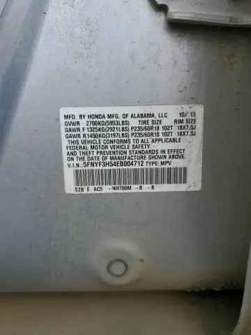 2014 HONDA PILOT EXL  