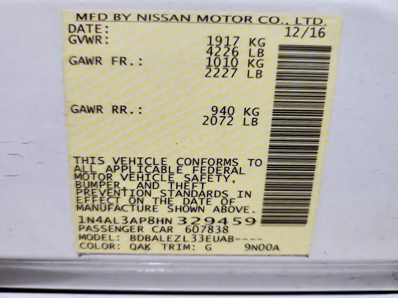 2017 NISSAN ALTIMA 2.5 S  