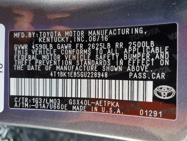 2016 TOYOTA AVALON XLE  