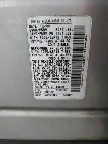 2010 NISSAN MURANO S  