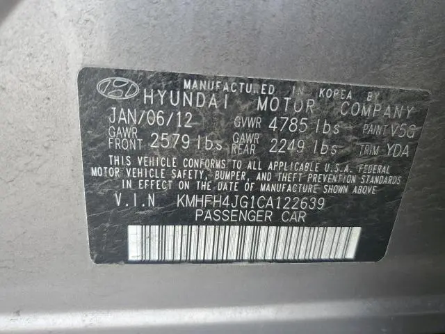 2012 HYUNDAI AZERA GLS  