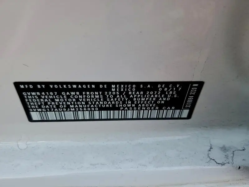 2018 VOLKSWAGEN GOLF S  