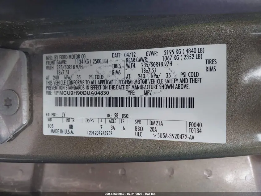 2013 FORD ESCAPE SEL