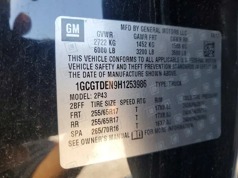 2017 CHEVROLET COLORADO Z71  