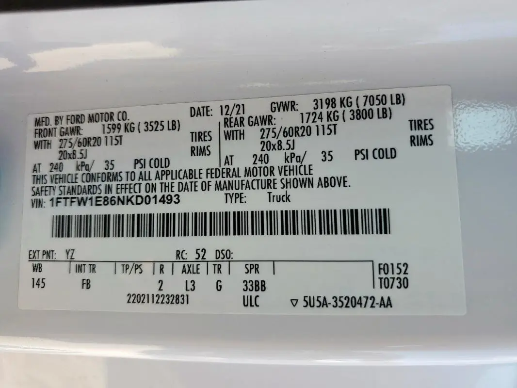 2022 FORD F150 SUPERCREW  