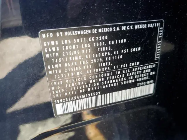 2019 VOLKSWAGEN TIGUAN SE  