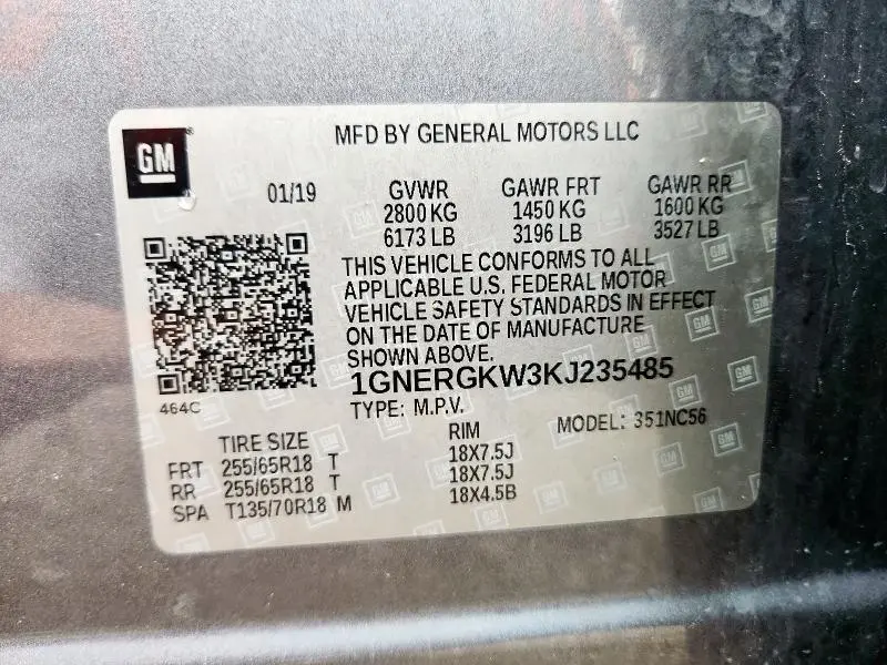 2019 CHEVROLET TRAVERSE LT  