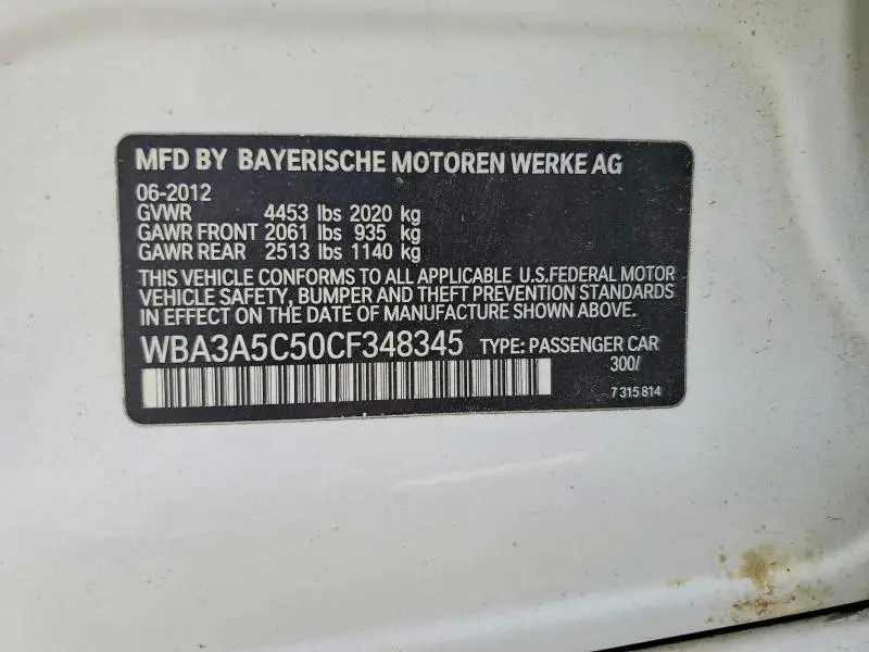 2012 BMW 328 I  