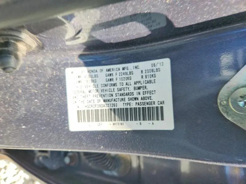 2013 HONDA ACCORD LX  