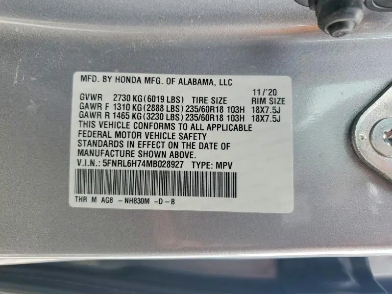 2021 HONDA ODYSSEY EXL  