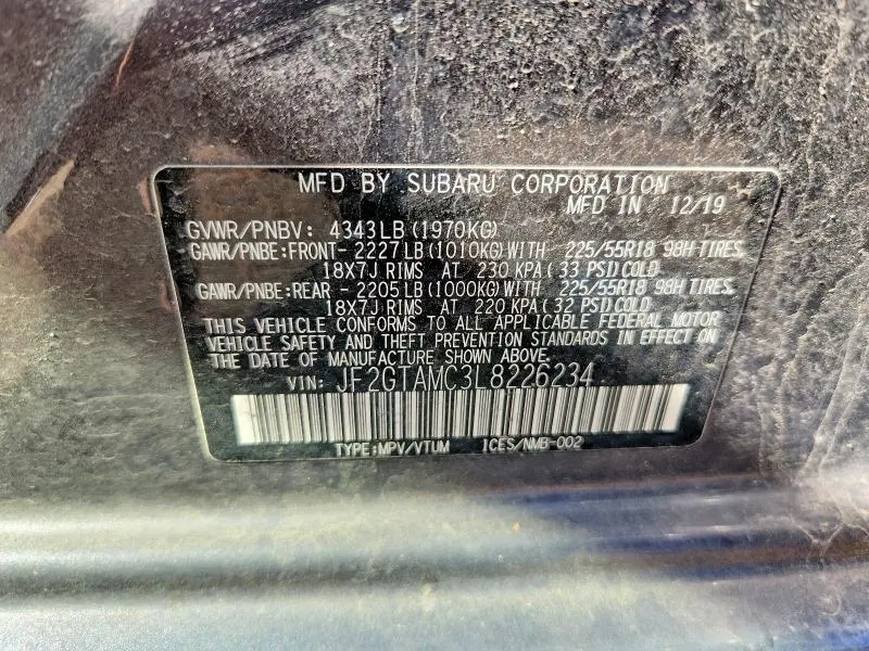 2020 SUBARU CROSSTREK LIMITED  