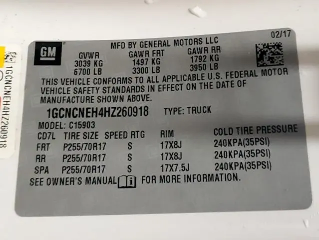 2017 CHEVROLET SILVERADO C1500  