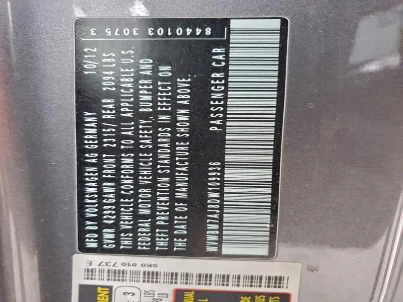 2013 VOLKSWAGEN GOLF   