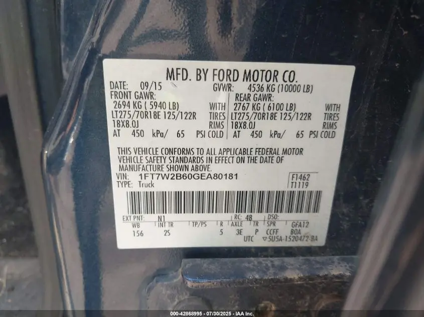2016 FORD F-250 XLT