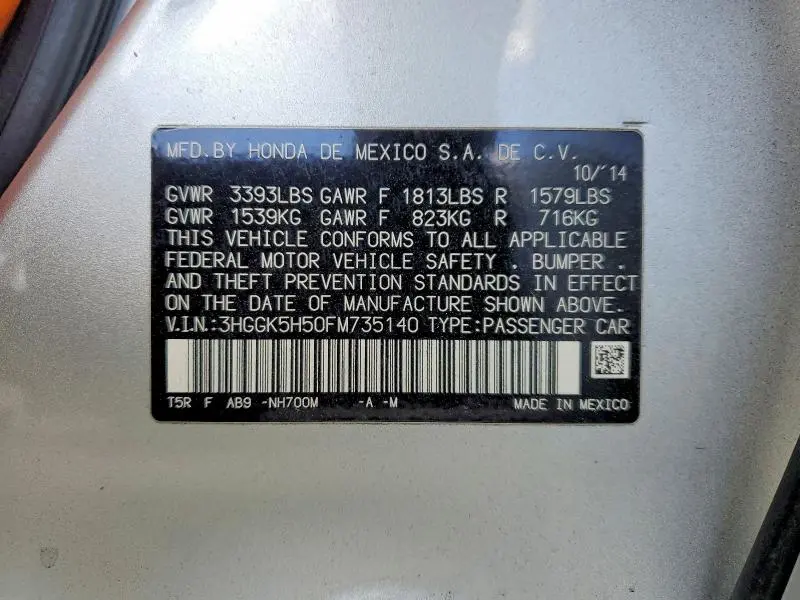 2015 HONDA FIT LX  
